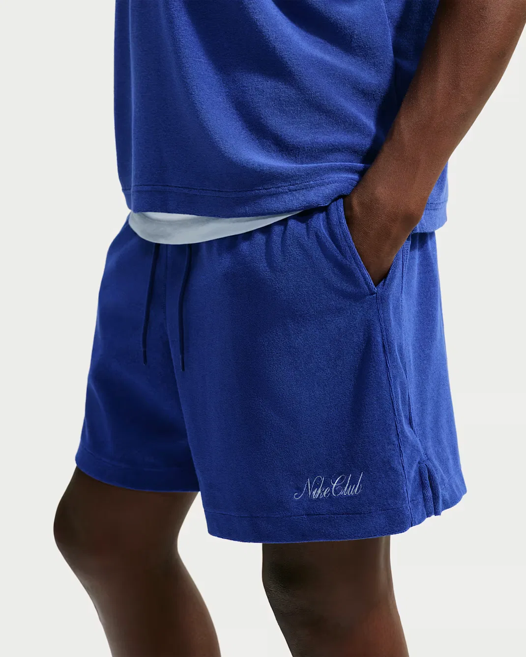 Мужские махровые шорты Nike Club, Deep Royal Blue/White/Phantom — фото 4
