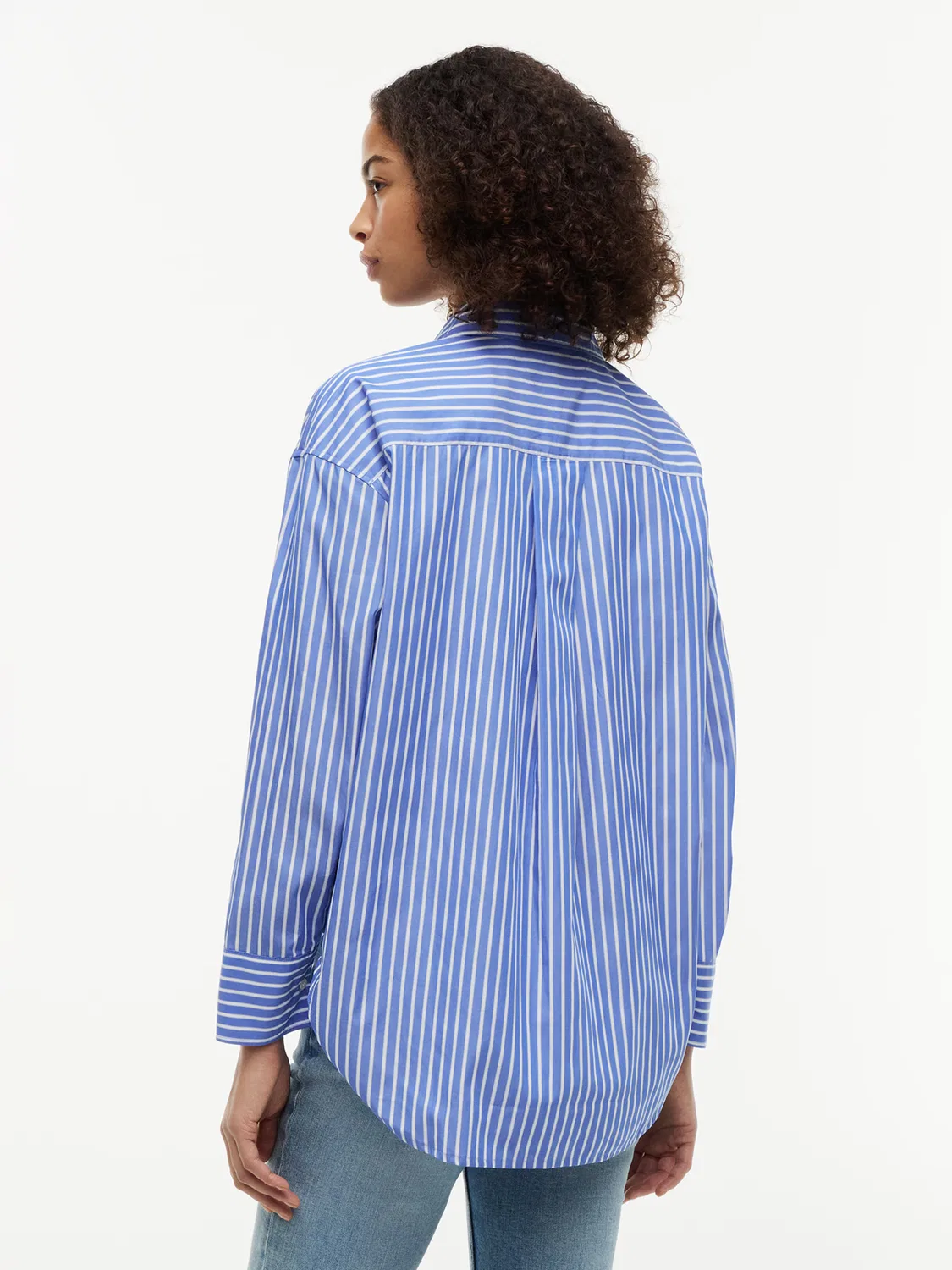 Блузка Tommy Hilfiger Oversized Fit Stripe Shirttail Hem синего цвета — фото 4