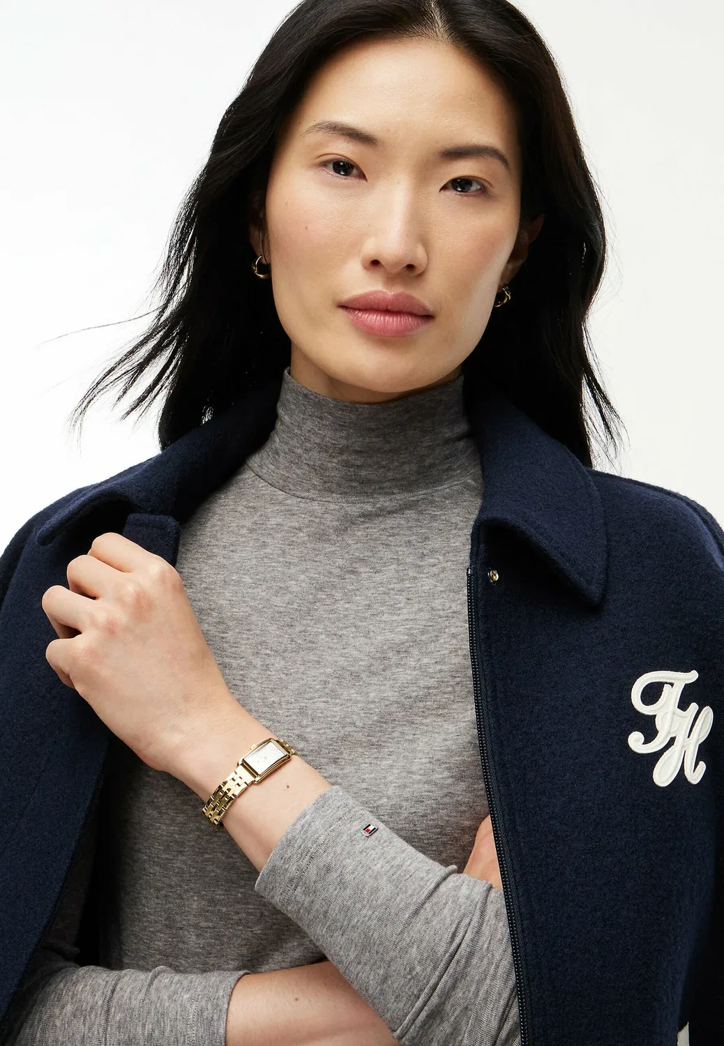 Мягкий облегающий топ с воротником-стойкой и длинными рукавами Tommy Hilfiger, Medium Grey Heather — фото 4