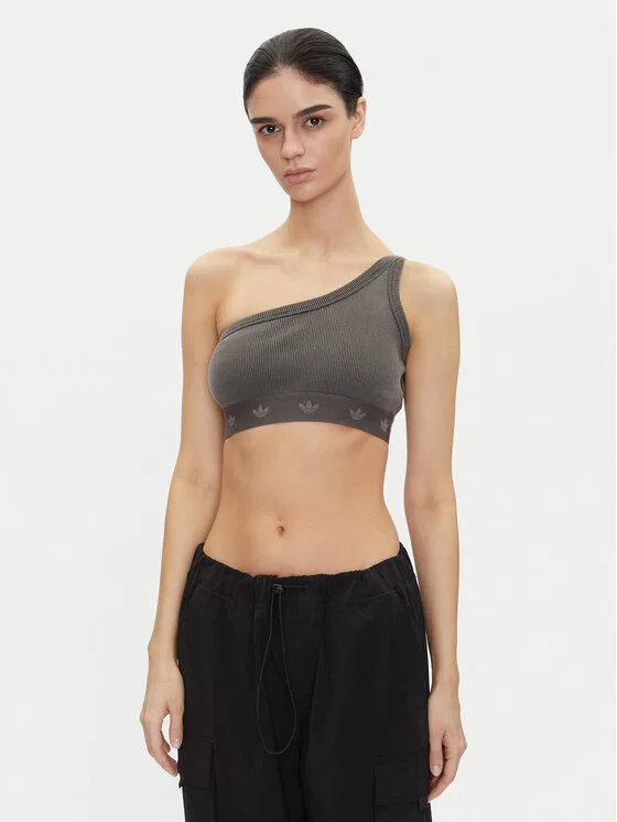 Топ slim fit Ribbed Adidas, серый