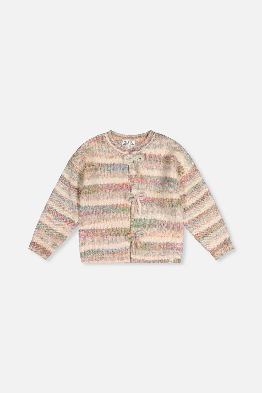 Детский вязаный кардиган с бантами Soft Poetry Deux par Deux, Mauve And Blue Knitwear