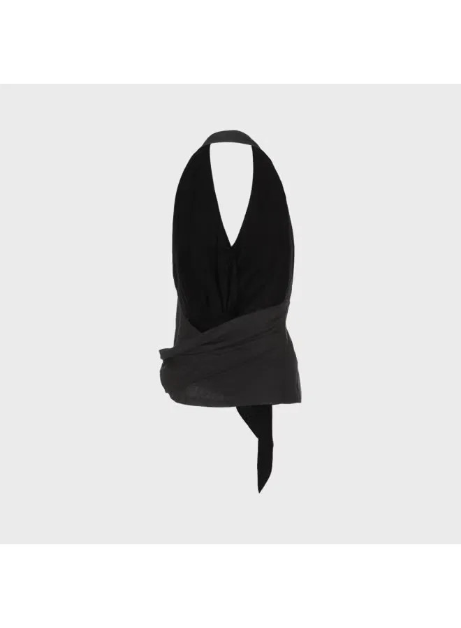 Блузка с асимметричным узлом и V-образным вырезом Zara, черный — фото 3