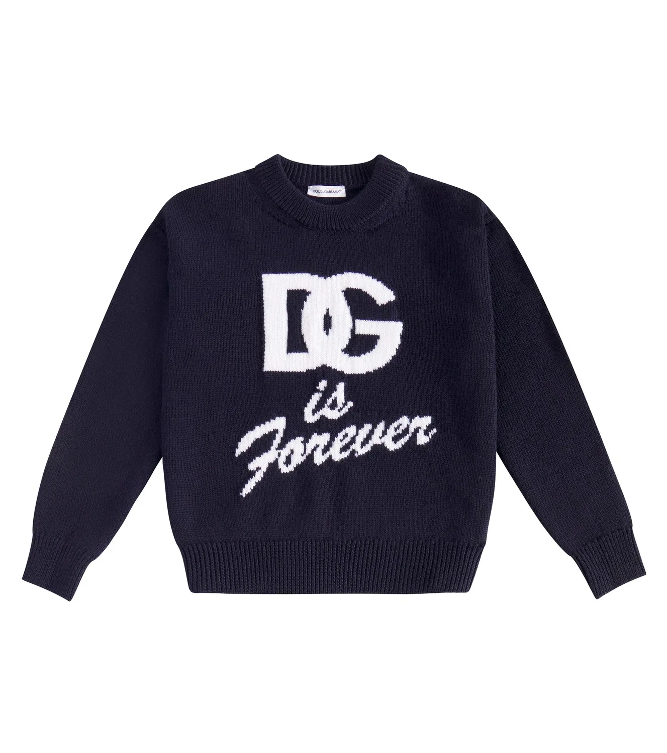 Джемпер из виргинской шерсти с жаккардовым узором Dolce&Gabbana Kids, синий