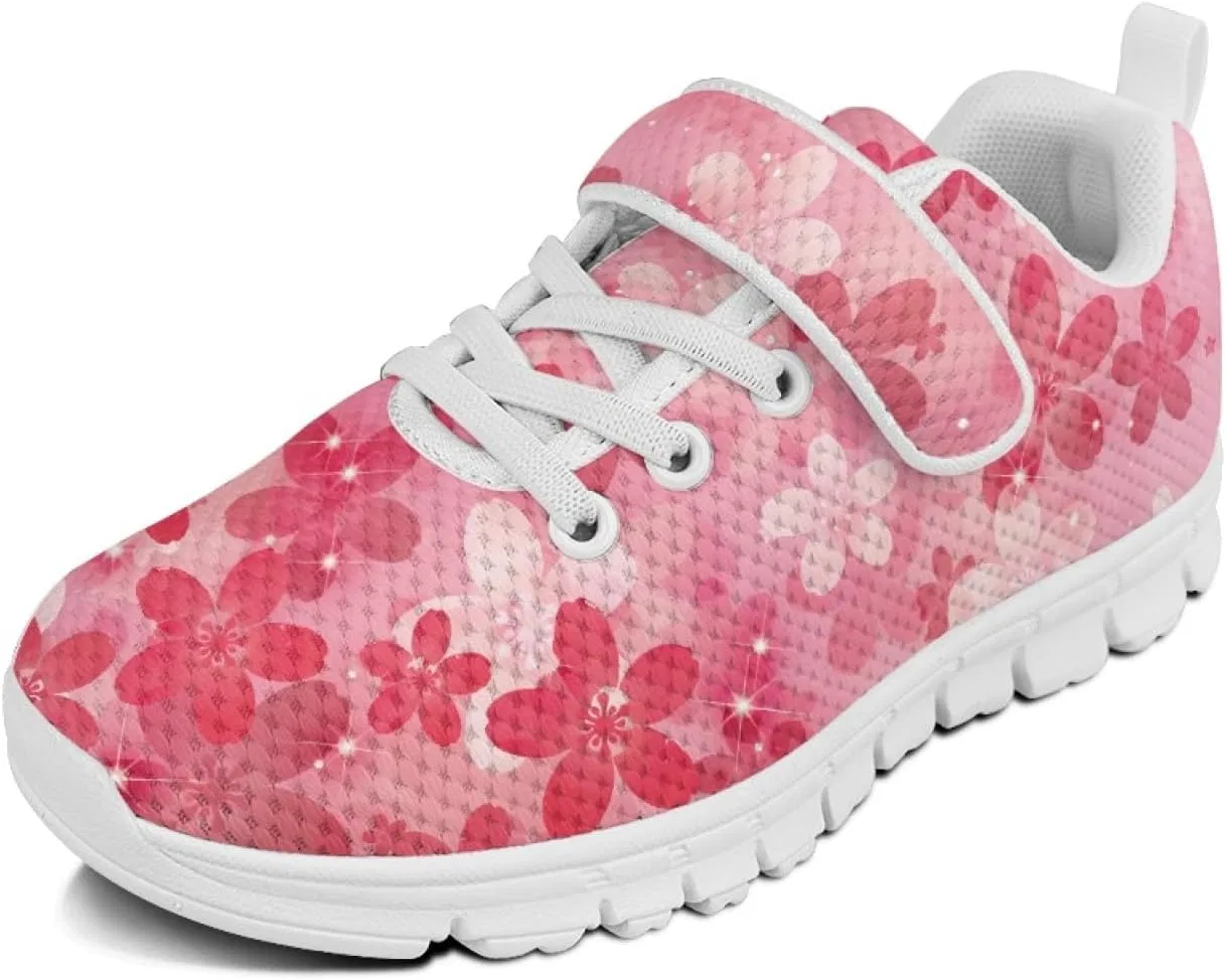 Детские кроссовки для девочек с принтом Dajingkj, Pink Flowers White