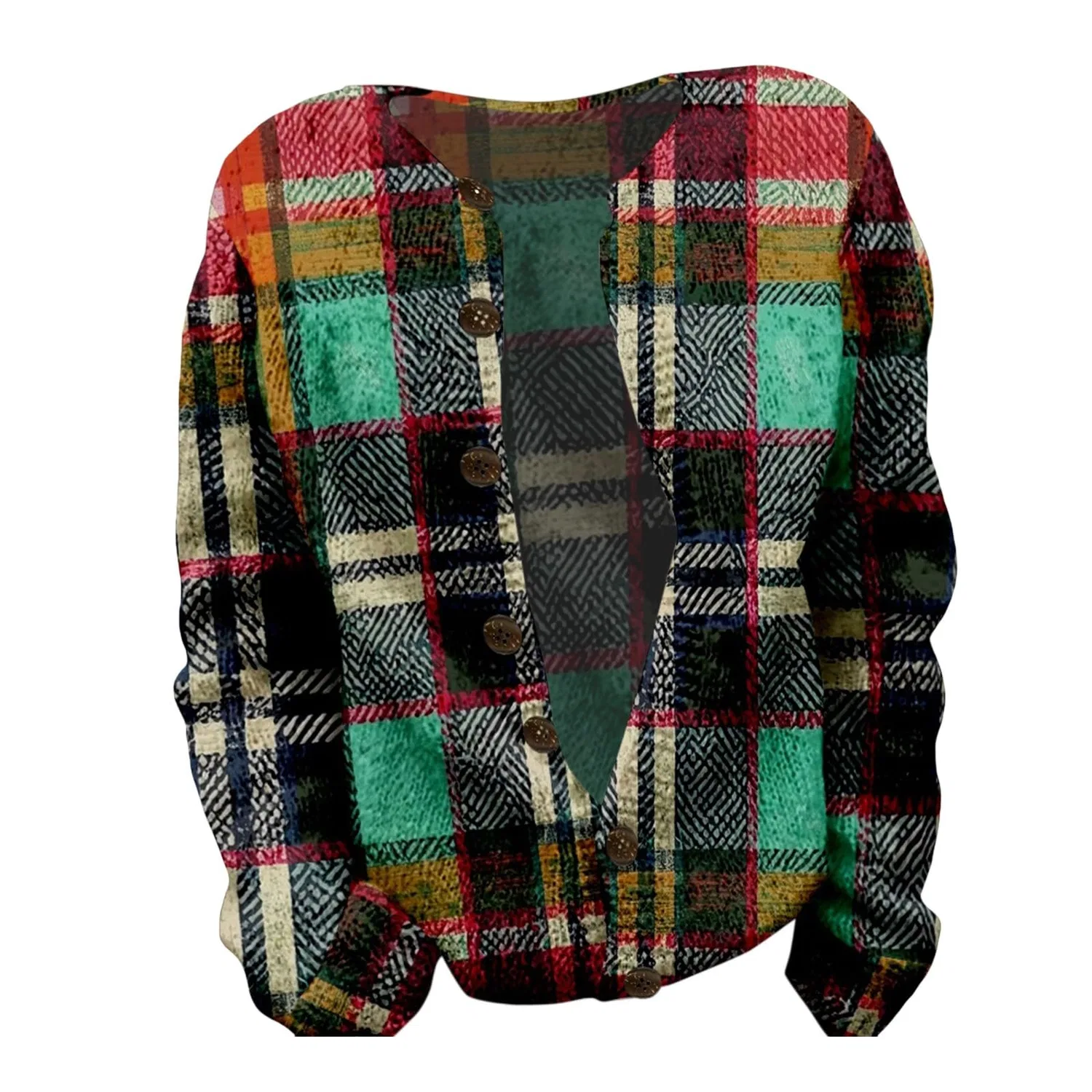 Женский кардиган с принтом Cardigan natalizio da donna, divertente, lavorato a maglia, con bottoni, aperto sul davanti, maglioni, cappotto, festival, maglieria, festa, Verde menta — фото 3