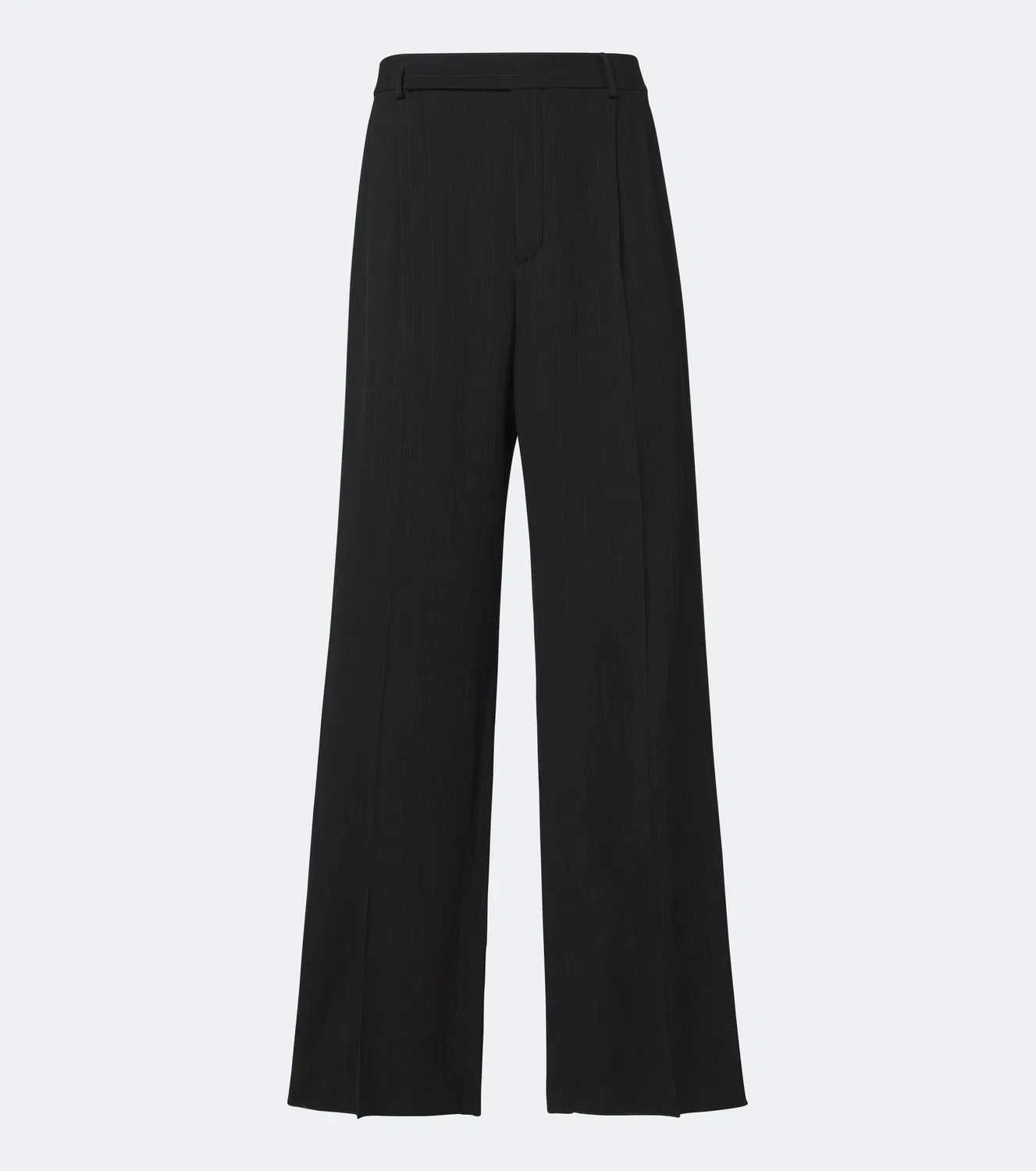 Широкие брюки в полоску из шерстяной смеси Saint Laurent, черный