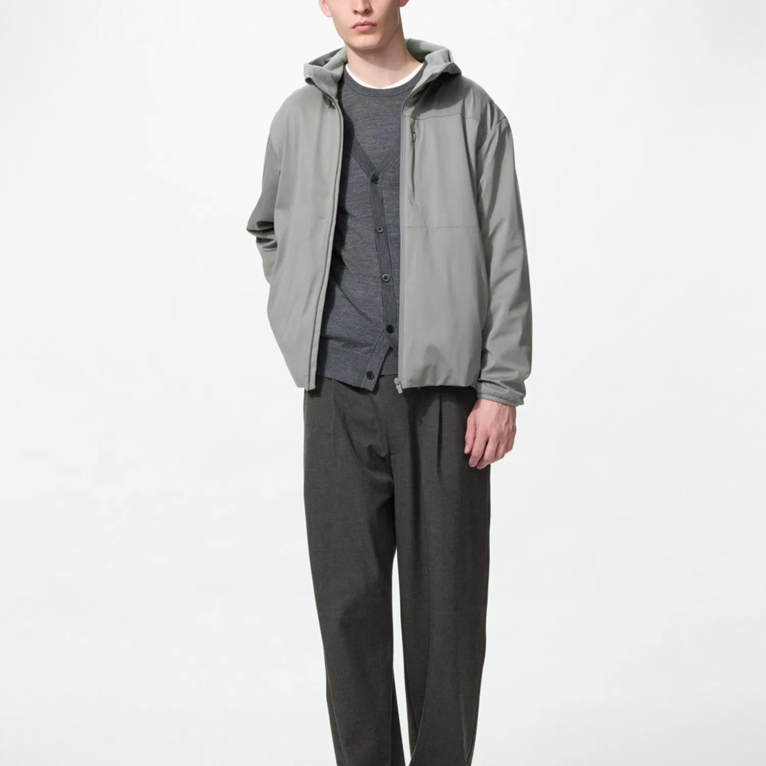 Мужская куртка с капюшоном Smoke Gray UNIQLO — фото 3