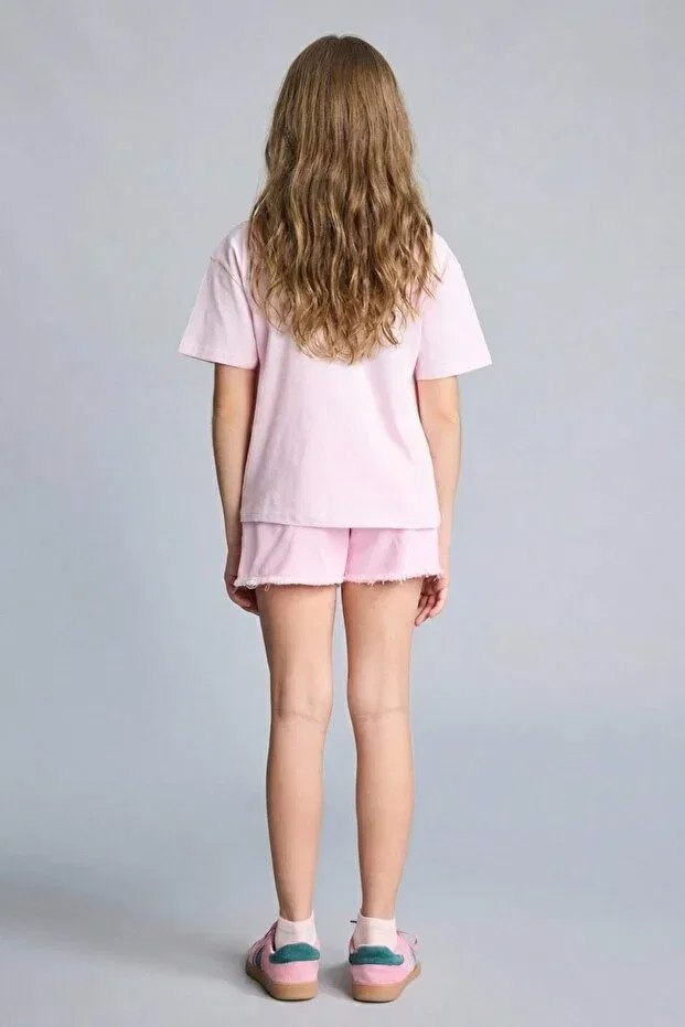 Детская футболка для девочек хлопковая Pochacco Relax Fit Crew Neck Short Sleeve T-Shirt Defacto, Pink-Pn343 — фото 4