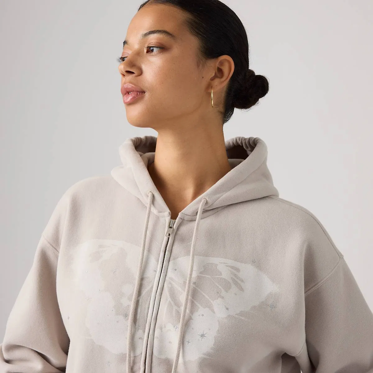Повседневная толстовка на молнии Levi's, Hoodie Dreamy Butterfly Chateau Gray - White — фото 2