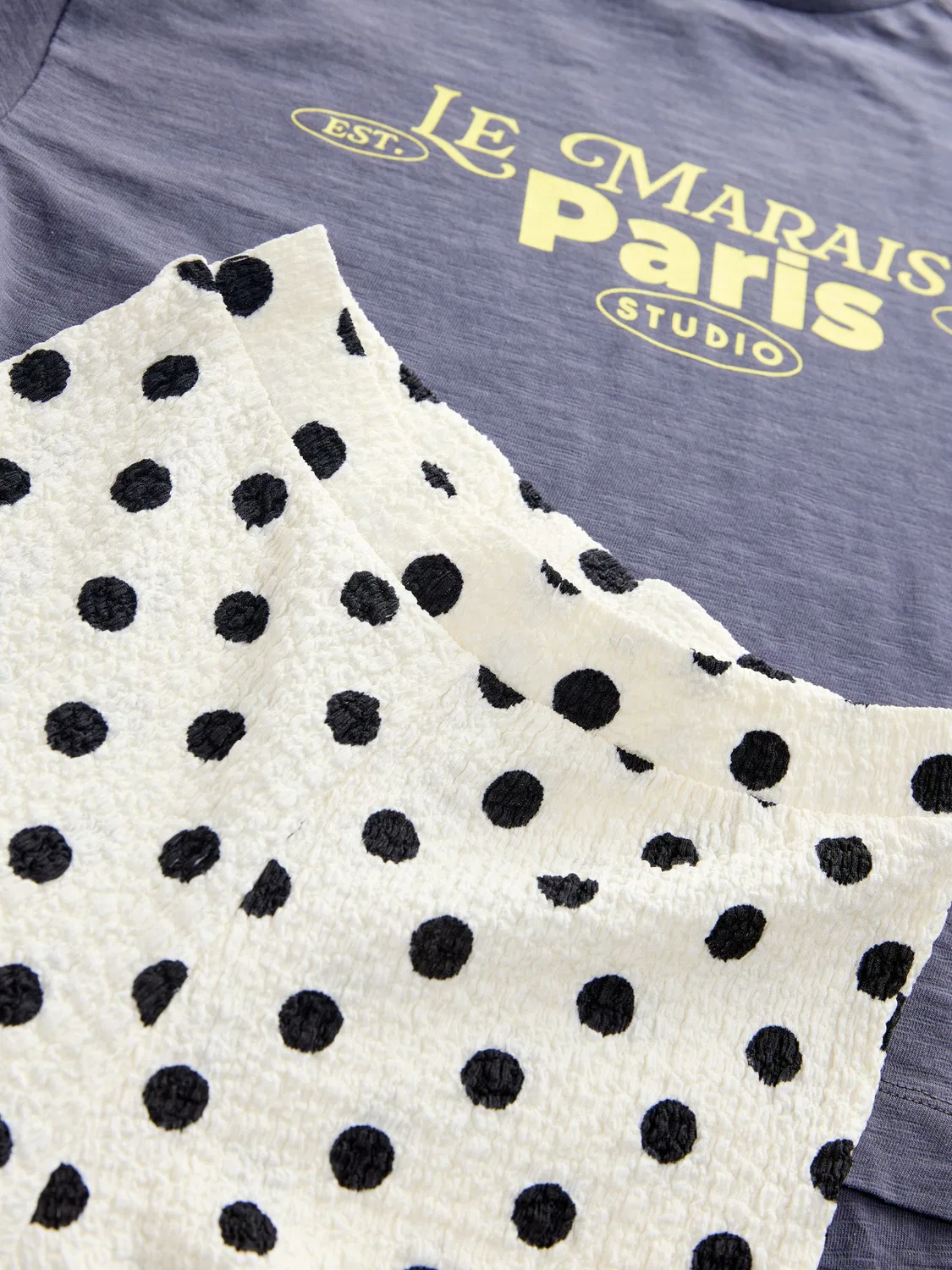 Комплект из футболки и шорт с оборками, модель Grey/Spot Slogan Next, серый — фото 4