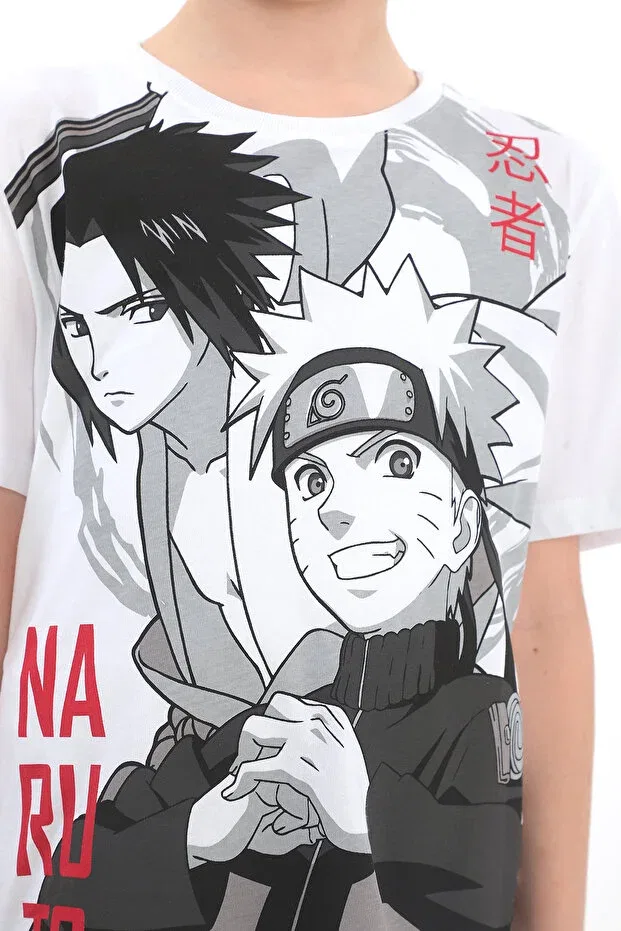 Детская футболка для мальчиков с принтом Naruto Sasuke Uzumaki Giyimod, White — фото 2