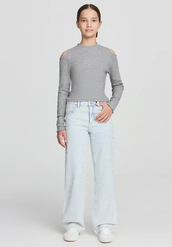 Брюки джинсовые Wide con strass, Terranova, Blu Denim Chiaro, светло-голубой — фото 2