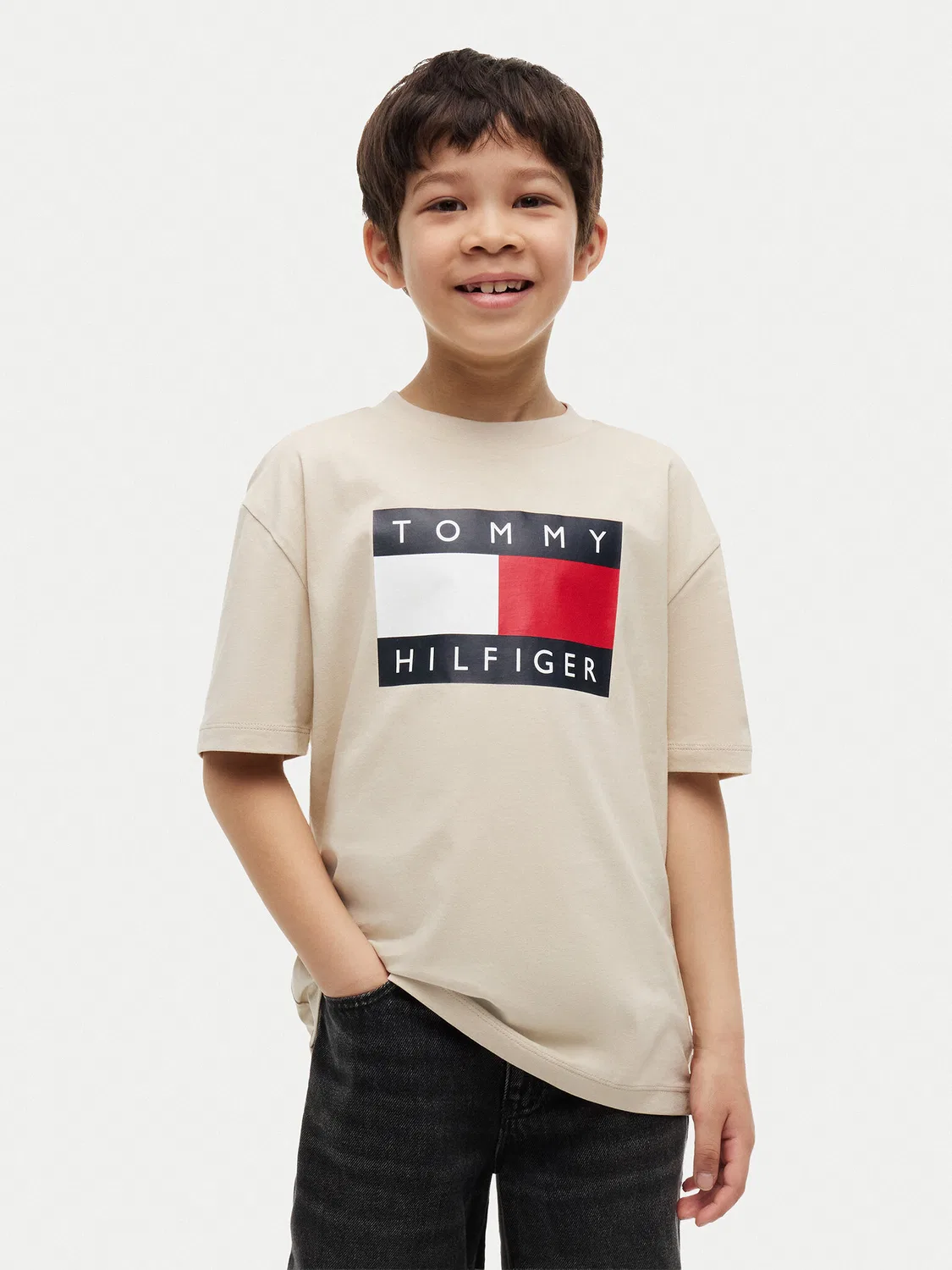 Футболка стандартного кроя для мальчика Heritage Tommy Hilfiger, бежевый