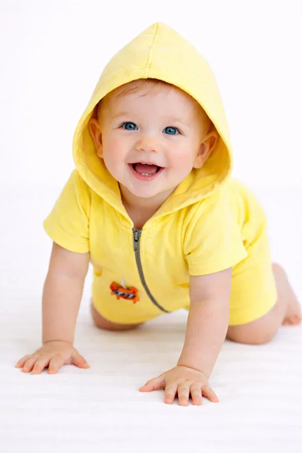 Детский комбинезон-худи хлопковый Chicsy Baby, Yellow — фото 3