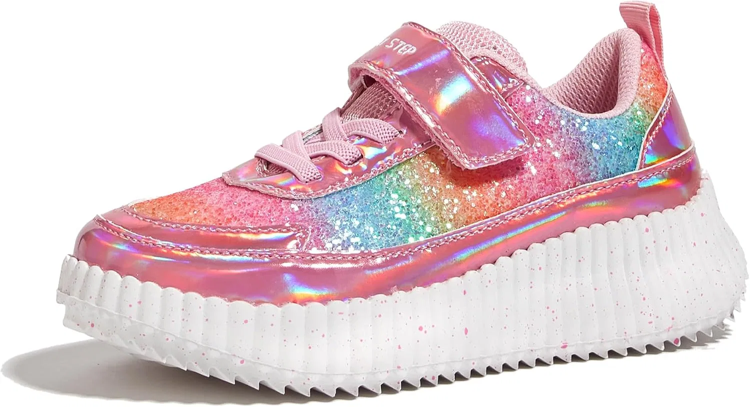 Детские кроссовки для девочек с блестками LUCKY STEP, Pink Multi Glitter