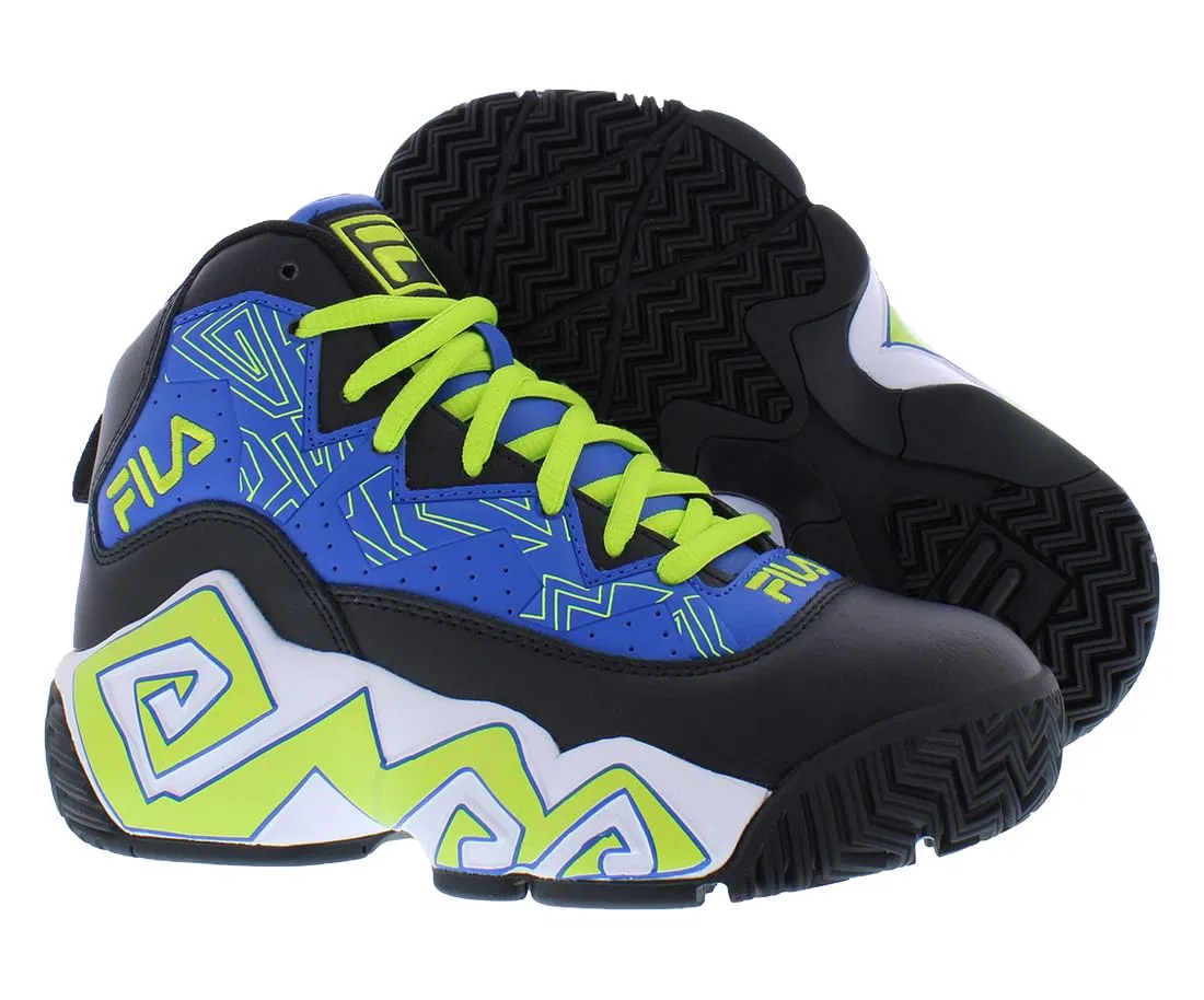 Детские кроссовки для мальчиков с принтом Kid's Fila Mb Fila, Black Blue Lime — фото 2