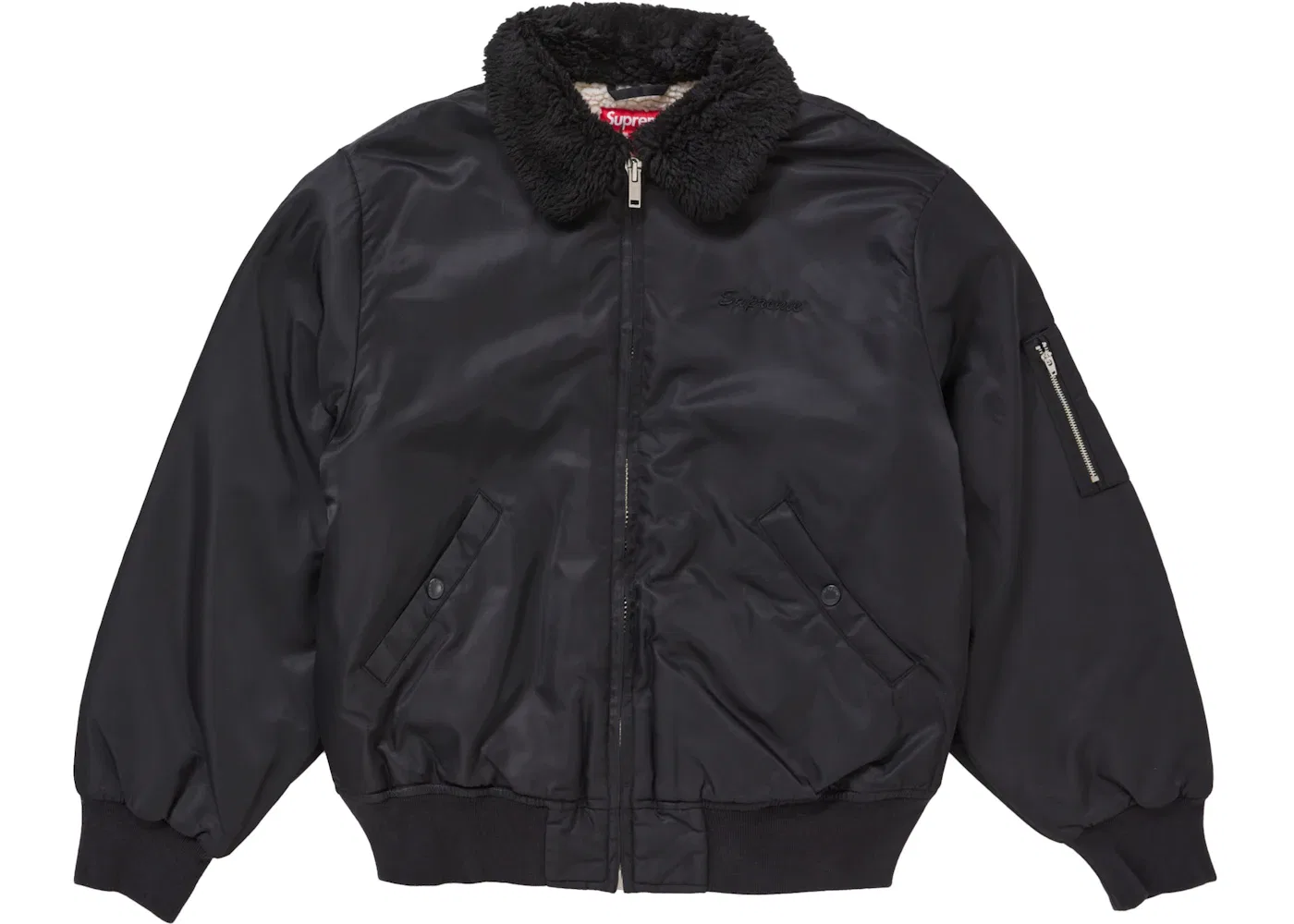 Мужская куртка-бомбер из нейлона Supreme AOI Nylon Bomber Jacket, Black — фото 3