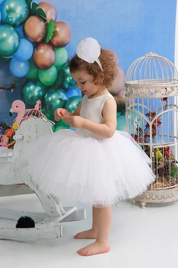 Детское платье-пачка для девочек Tutu Dress, Shecco Babba, White — фото 2