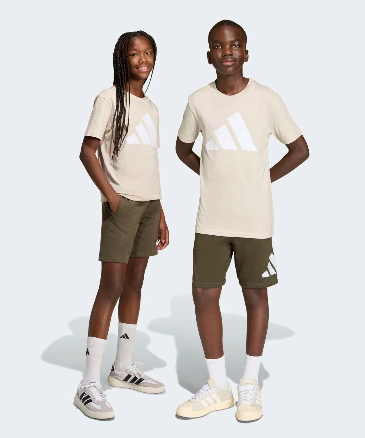 Детский комплект из футболки и шорт с принтом Adidas Essentials, Beige
