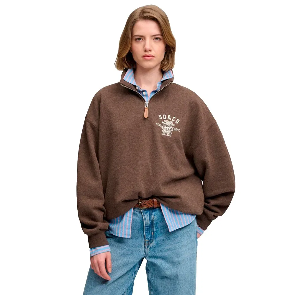 Женский свитшот с полузастежкой-молнией Country Club Superdry, Brown