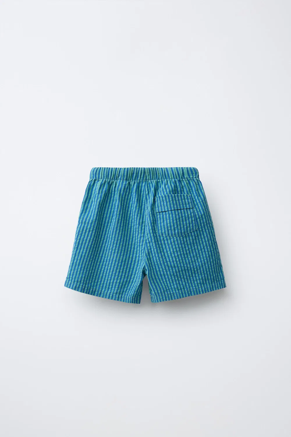 Полосатые бермудские шорты из сирсакера ZARA, Blue green — фото 2