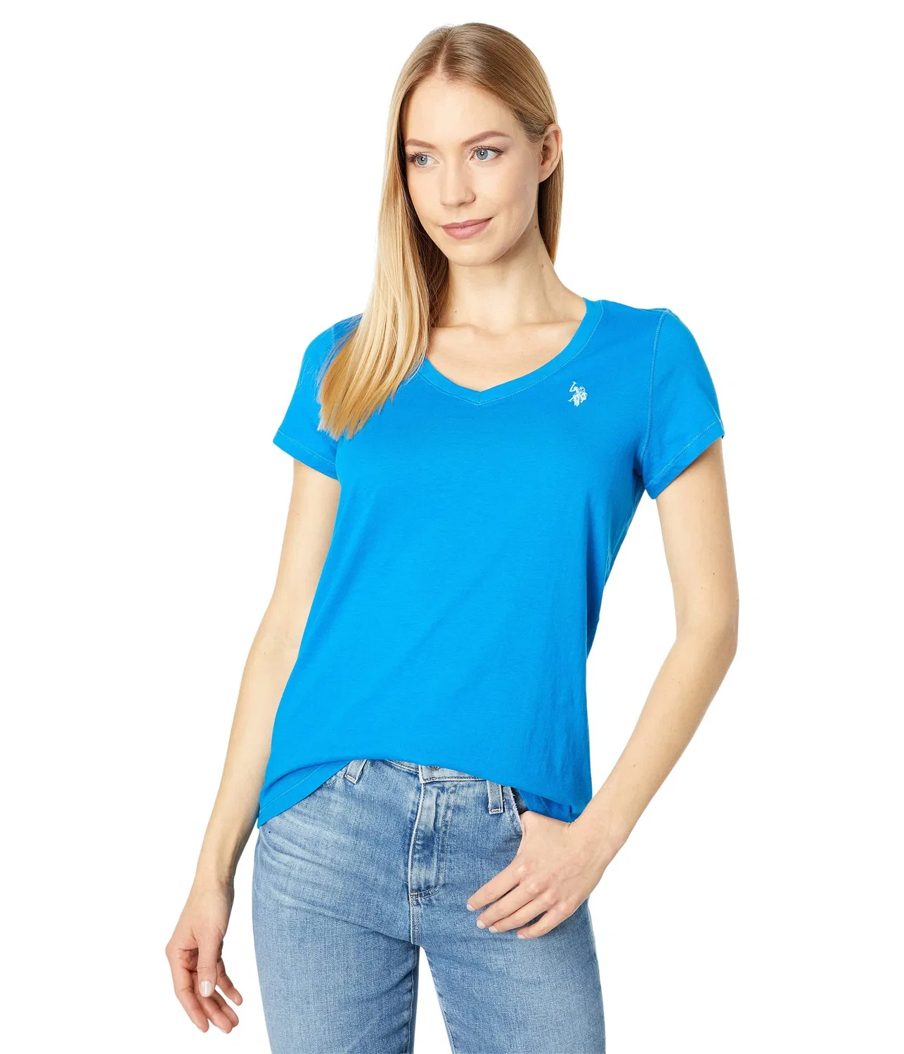 Женская футболка с коротким рукавом V-образным вырезом U.S. POLO ASSN., Mazarine Blue