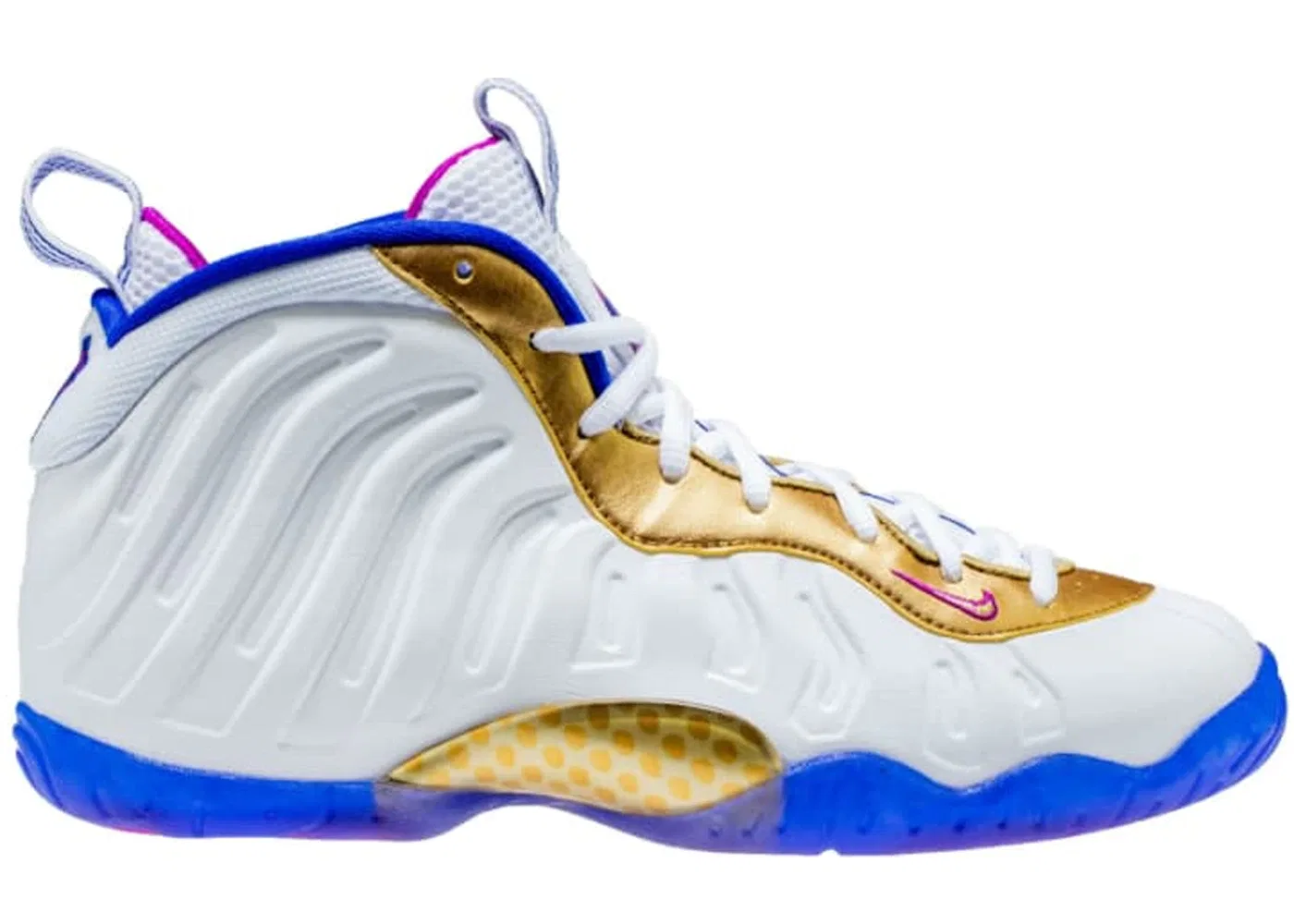Детские кроссовки Lifestyle Nike Air Foamposite One, White/Fuchsia Blast-Racer Blue