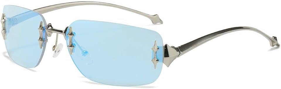 

Безободковые квадратные солнцезащитные очки черного цвета с градиентным переходом цвета, модные, в стиле панк, с металлическим оправой, защита от УФ-излучения UV400 WNCKSQ, C4