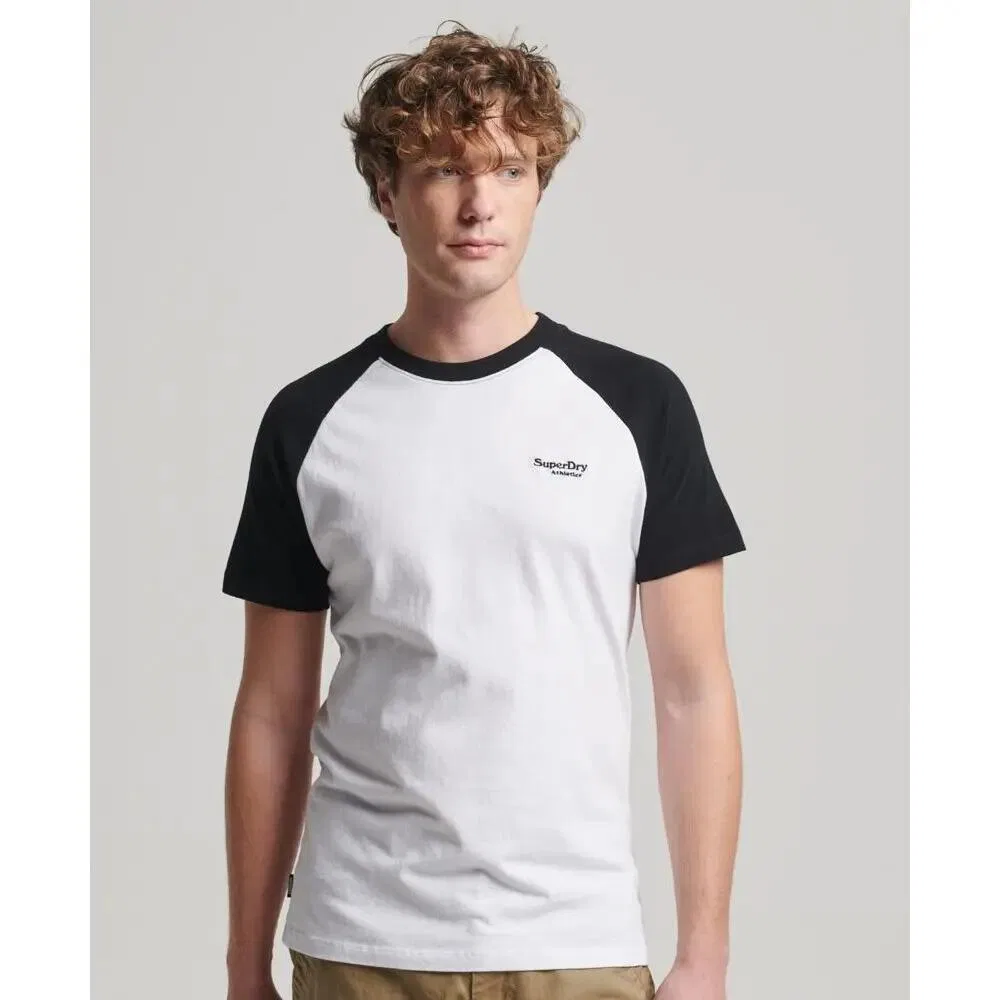 Мужская хлопковая футболка-поло с логотипом Superdry Essential, Weiss Schwarz — фото 4