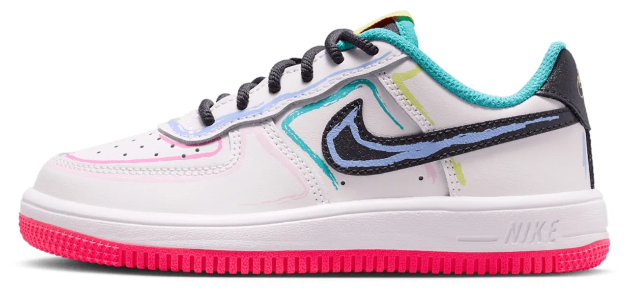 Кроссовки для мальчиков Force 1 Low Lace Nike, цвет White/Hyper Pink/Anthracite — фото 2