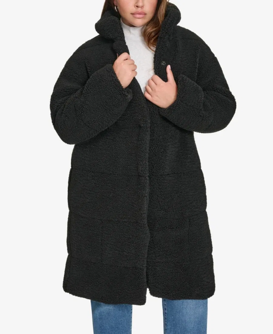 Пальто-кокон с воротником-стойкой, длинным рукавом, стеганым дизайном Levi's, Black — фото 2