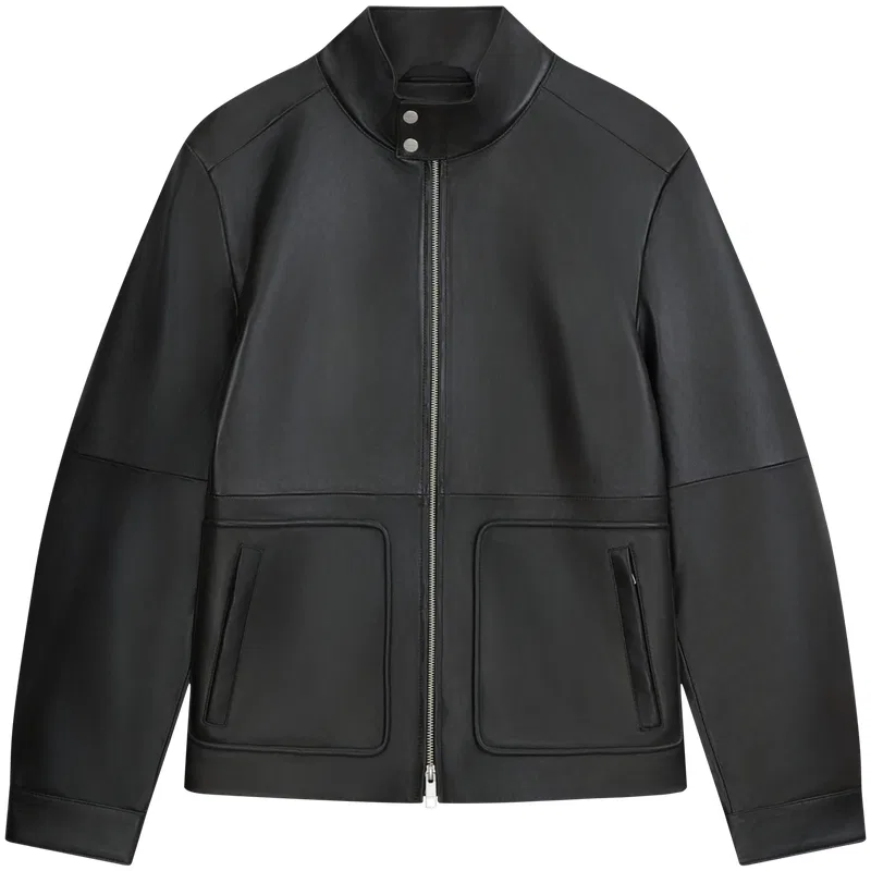 Мужская кожаная куртка с воротником-стойкой UB1 Space Black Calvin Klein, UB1-Space Black