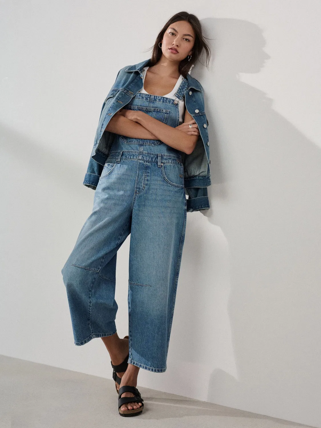 Комбинезон джинсовый с бочкообразной штаниной Next, Light Blue — фото 2