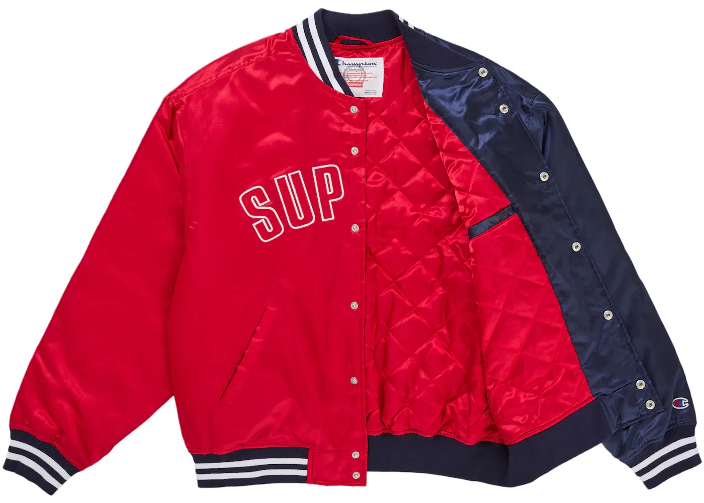 Мужская куртка-бомбер сатиновая с принтом Supreme, Red — фото 2