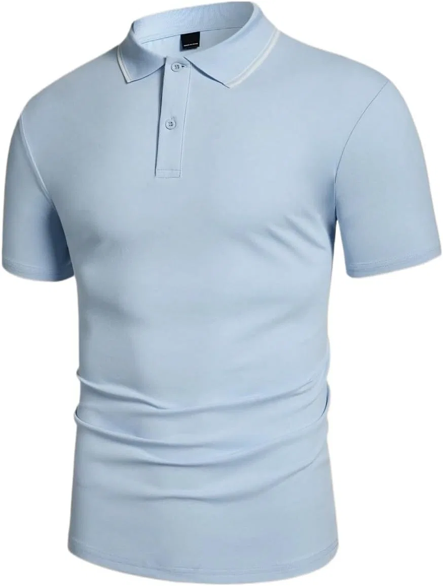 Мужская летняя повседневная рубашка с коротким рукавом, Baby Blue