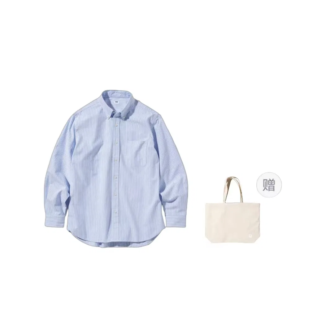 Рубашка повседневная для мужчин, UNIQLO, Royal Blue