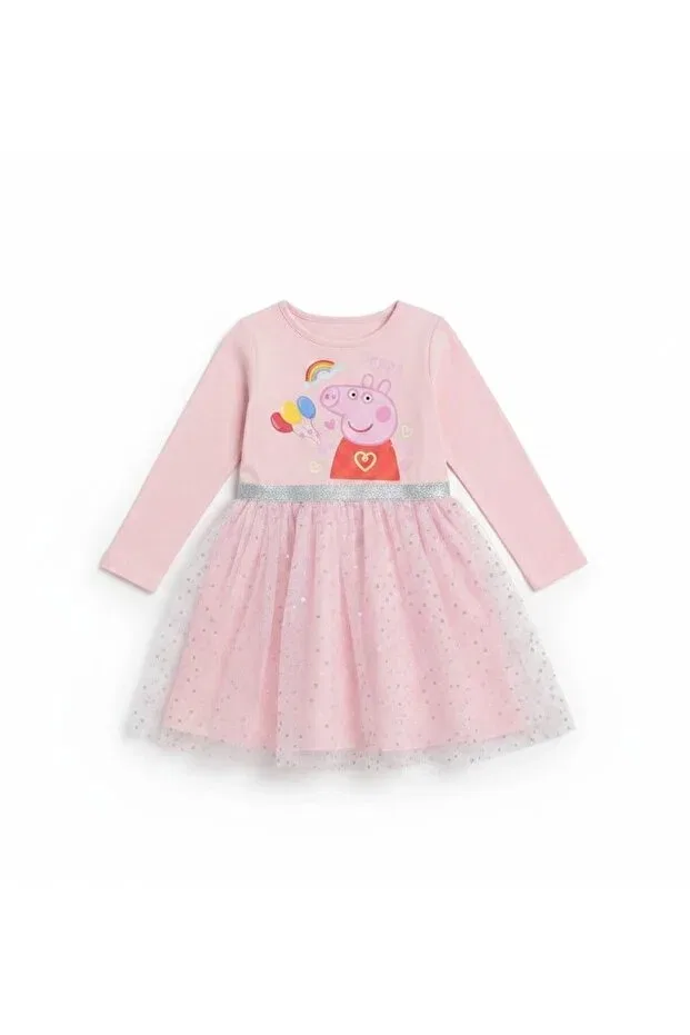 Детское платье для девочек с принтом Peppa Pig Tulle Girls' Dress Seabubbles, Pink — фото 2