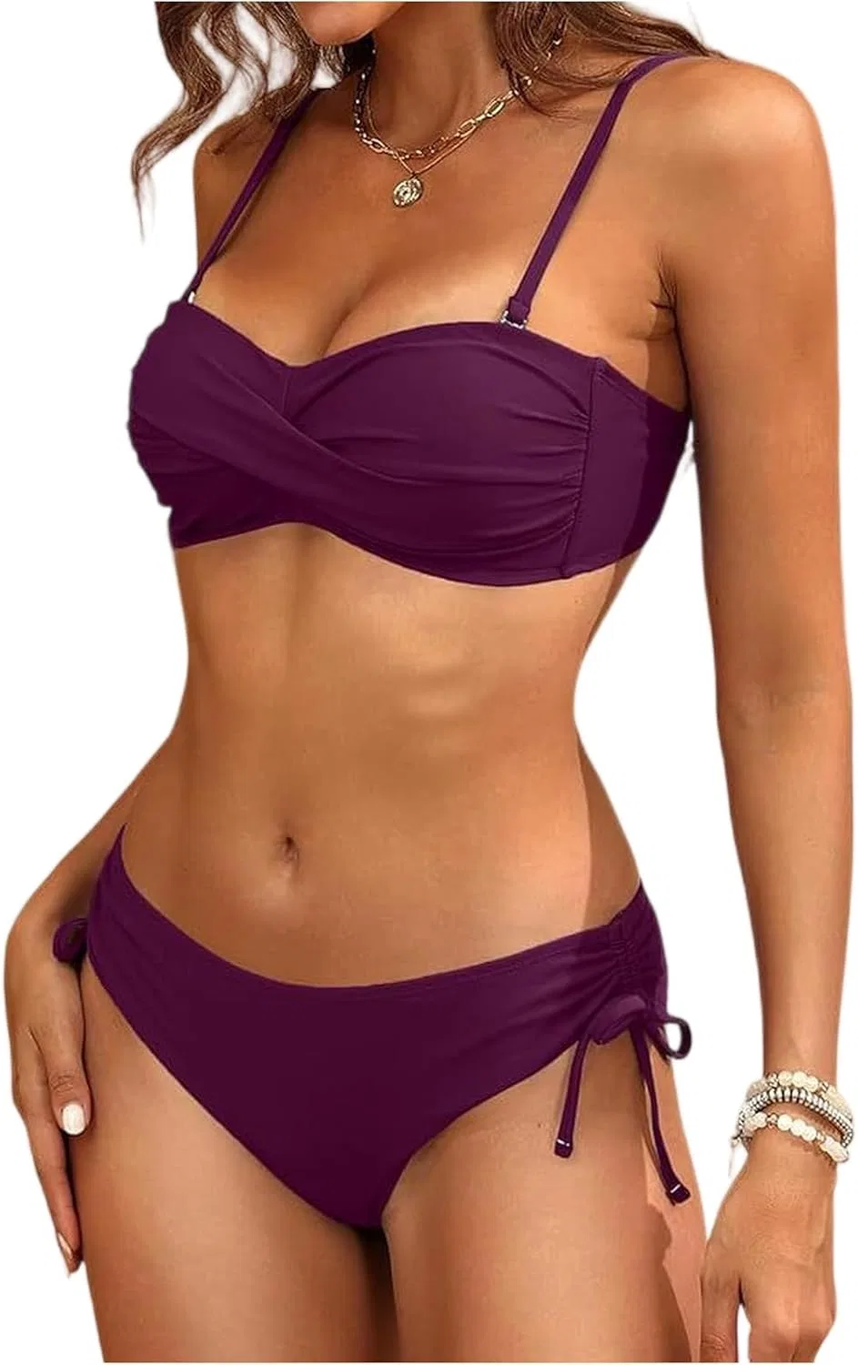 Женский купальник бикини с вырезами High Waisted, Dark Purple