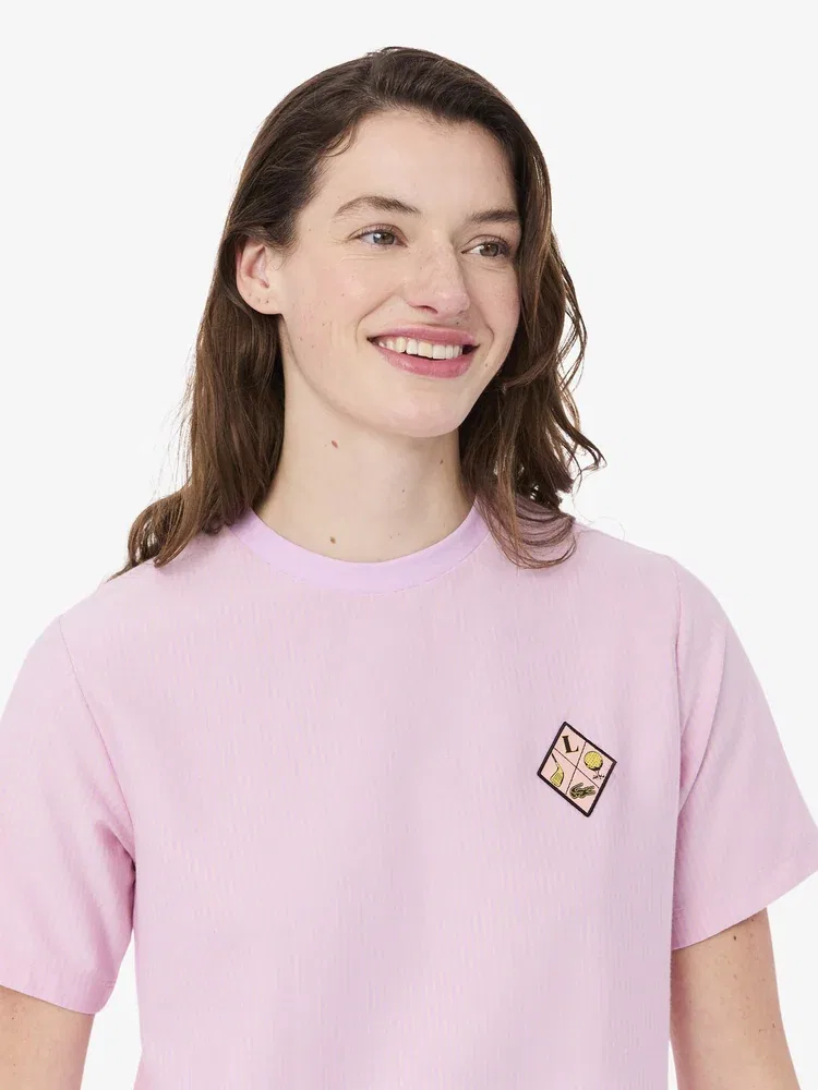 Футболка поло LACOSTE Pink в полоску — фото 2