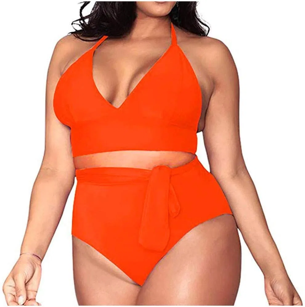 Женский бикини с высокой талией и утяжкой живота, Orange