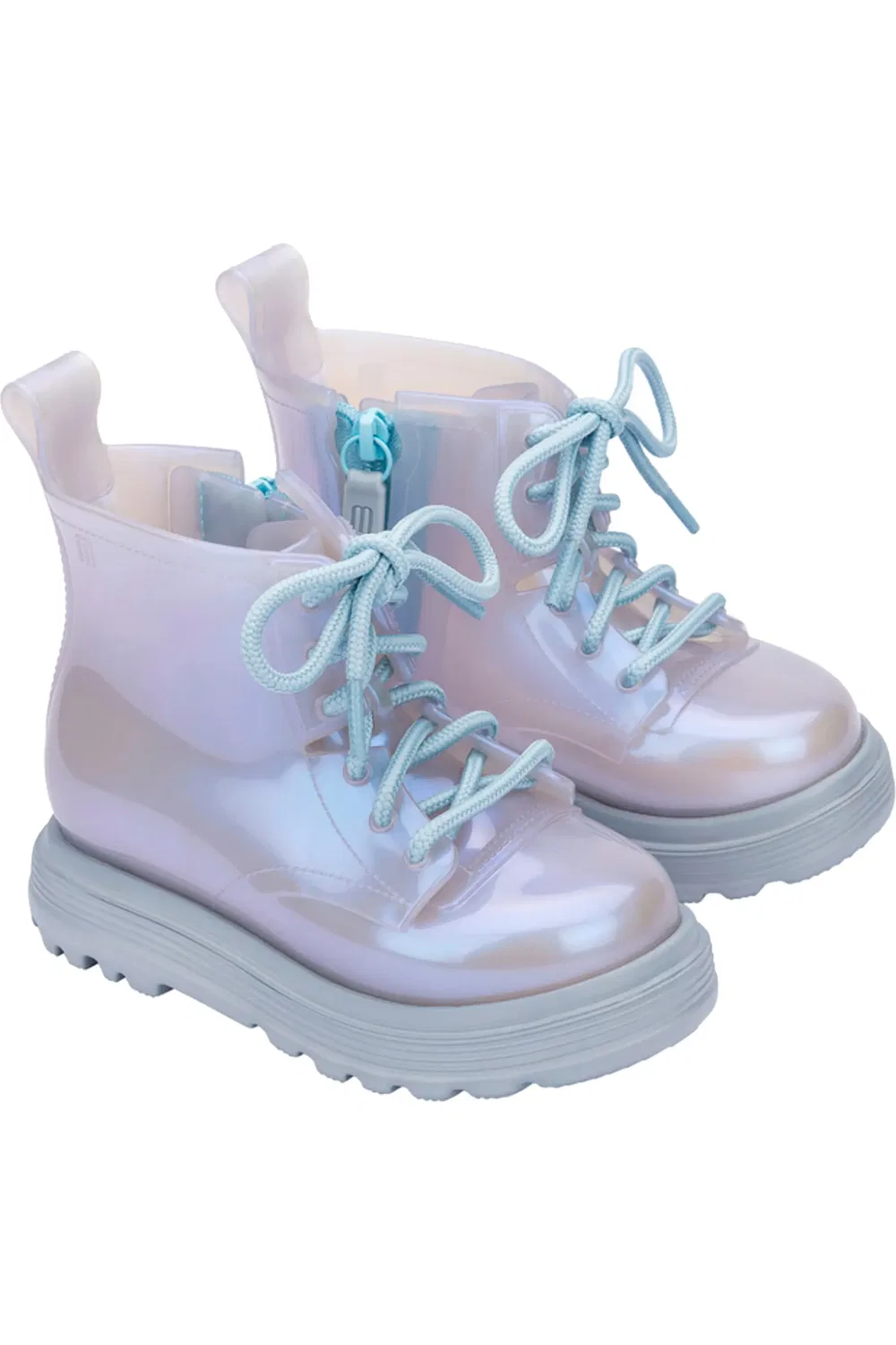 Детские ботинки комбат с боковой молнией Coturno Mini Melissa, Blue/Pearly Blue