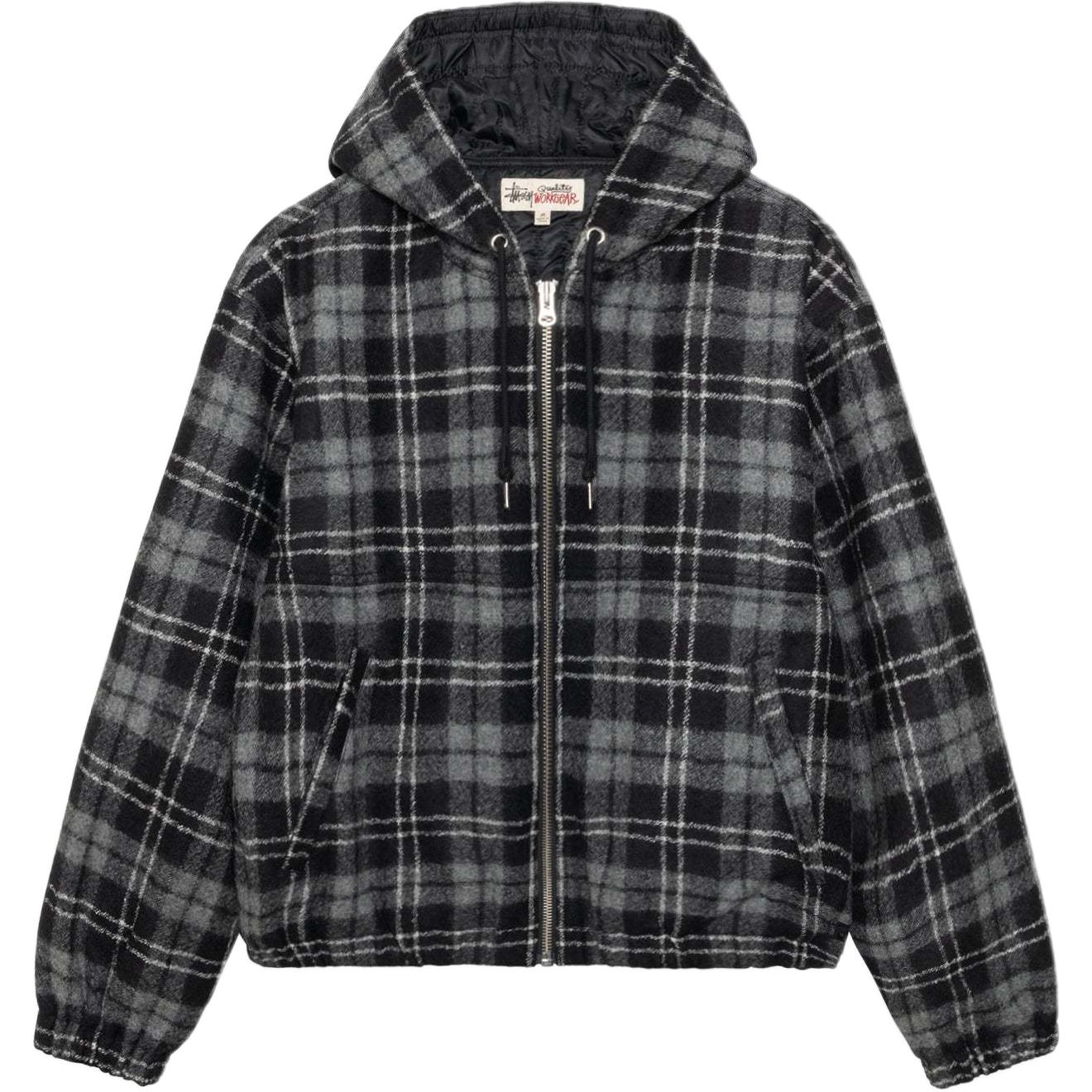 

Stussy Шерстяная клетчатая рабочая куртка, Charcoal