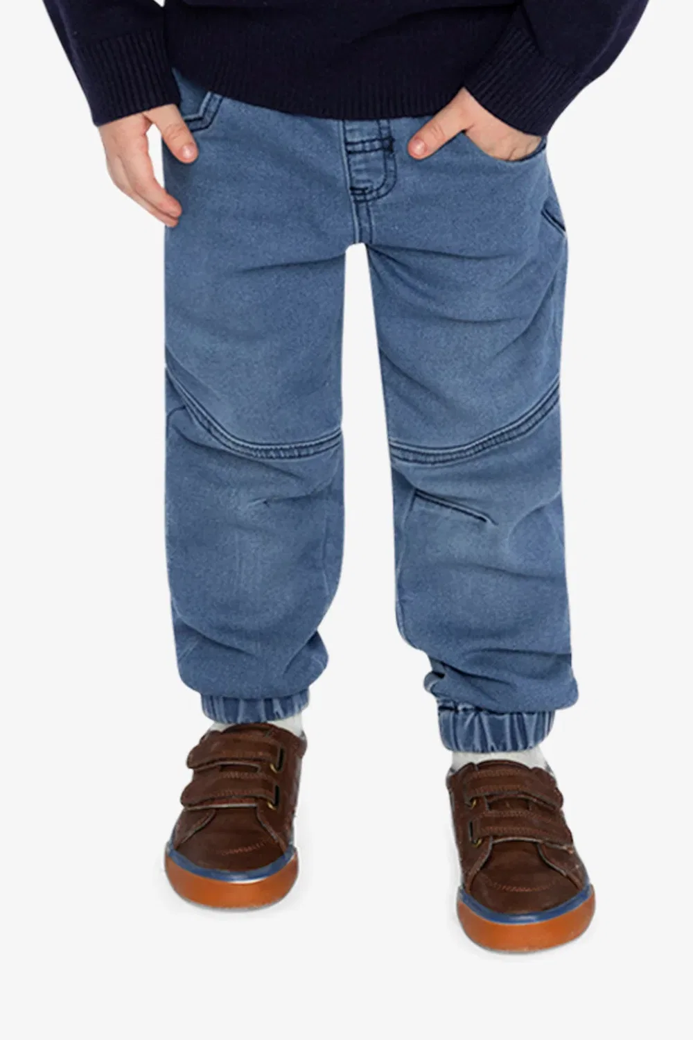 Детские джоггеры из футера с эффектом денима на резинке Boys Must-Haves Deux par Deux, Light Blue Denim — фото 2