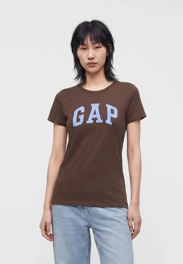 Футболка хлопковая Gap, шоколад/шоколадный