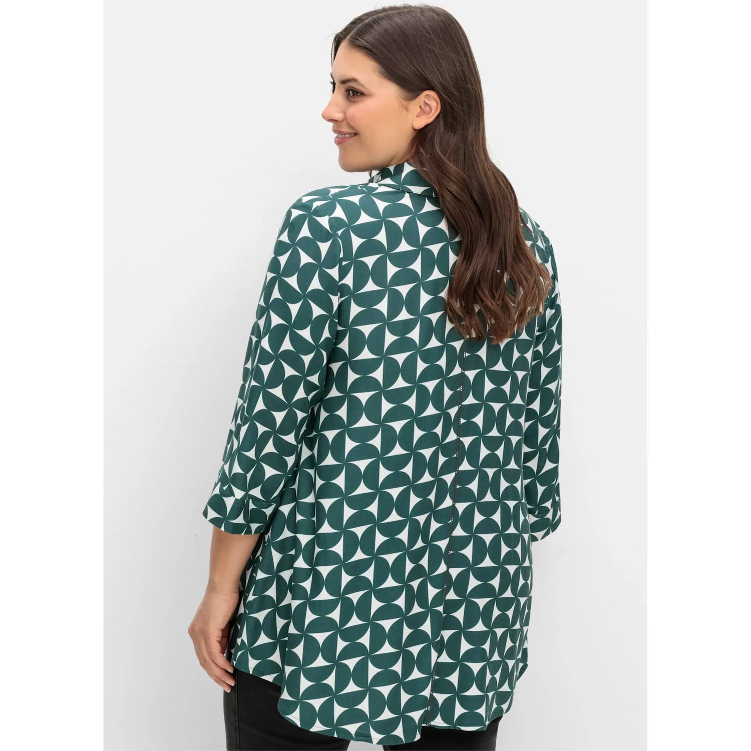 Женская блузка с принтом Sheego, Dark Green Patterned — фото 2