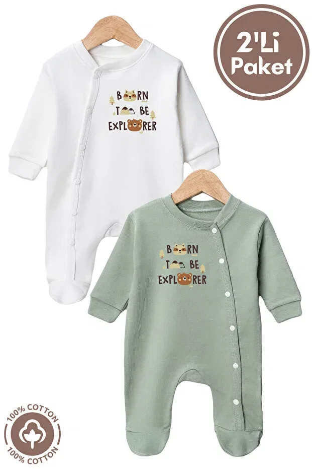 Детский комбинезон-боди с принтом Born to Be Printed Miniel, Green — фото 3