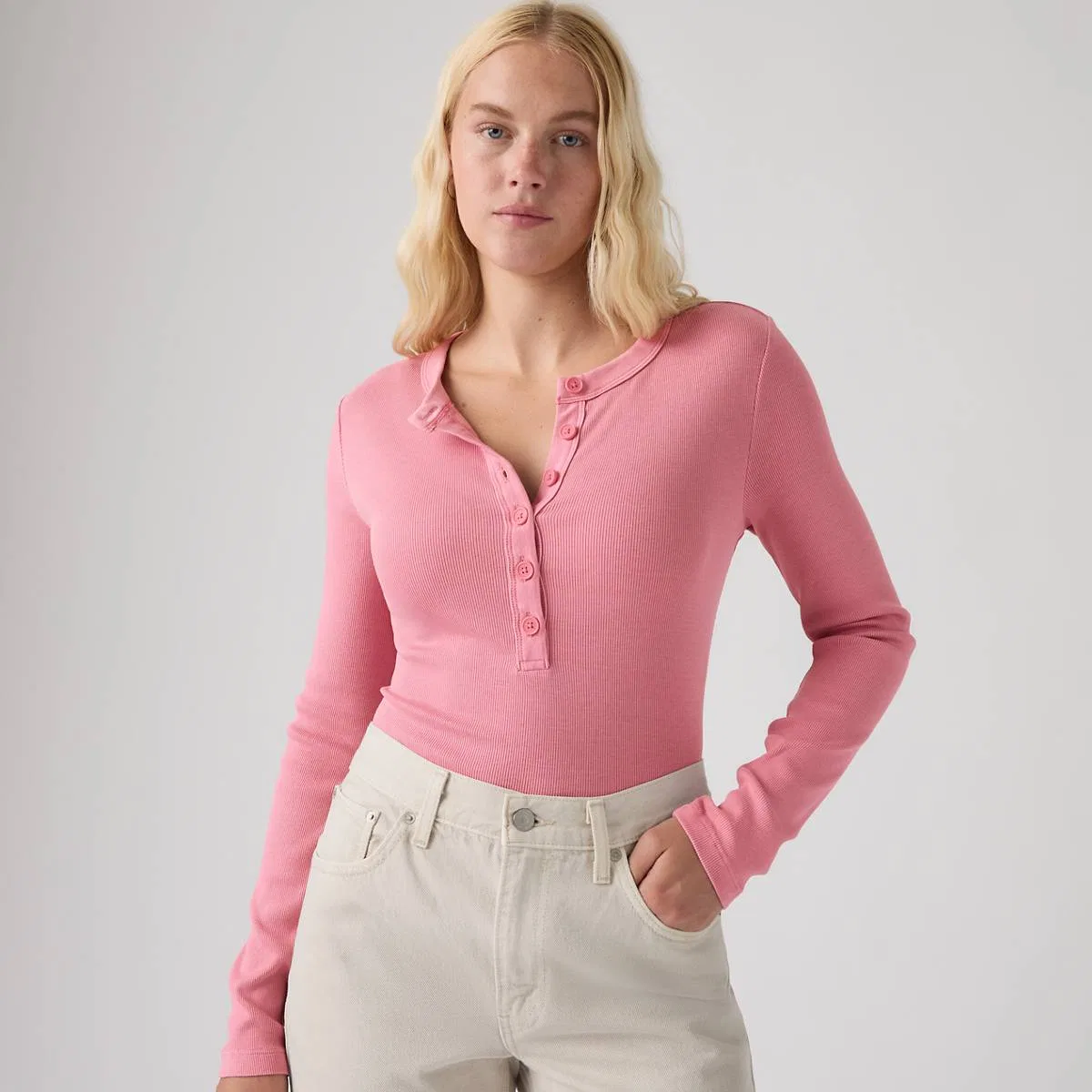 Незаменимая футболка-поло с длинными рукавами Levi's, Garment Dye Tameless Rose - Pink