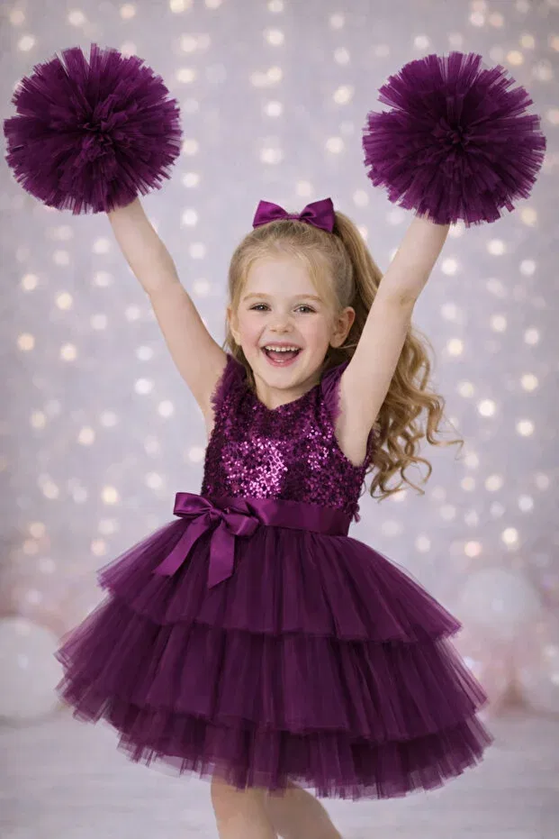 Детское платье для девочек с длинным рукавом Party Rumi Kids, Purple — фото 3