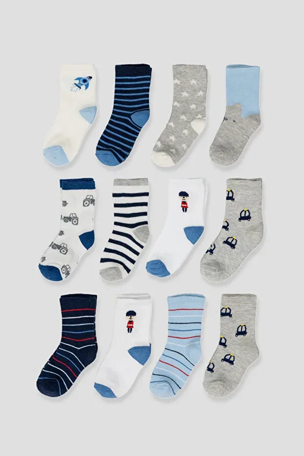 Детские носки для мальчиков хлопковые с принтом 12 пар Defne Baby, Multicolor
