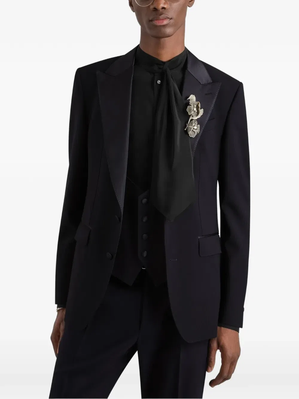 Однобортный шерстяной смокинг-двойка Dolce & Gabbana, синий — фото 4